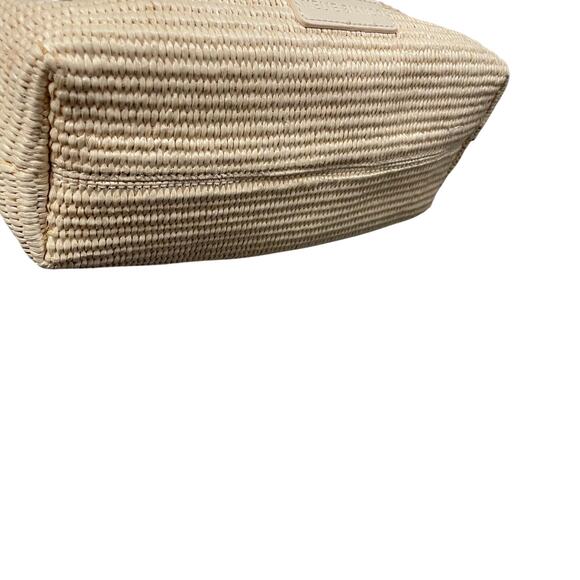 Melie Bianco Josie Natural Small Straw Pearl Embellished Top Handle Bag - Picture 5 of 8